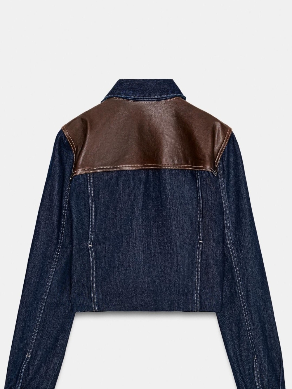 Zara FAUX LEATHER DENIM EFFECT JACKET